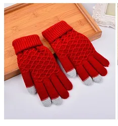 Winter warm knitted gloves can operate mobile phone screen warm biological electric gloves