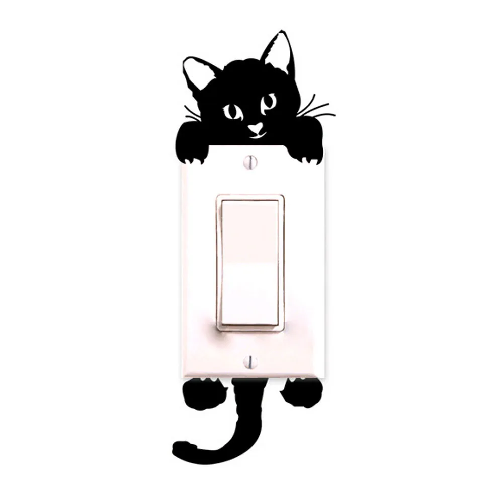 Hot Sale Light Switch Art Mural Baby Nursery Room Cute New Cat PVC Switch Wall  Sticker