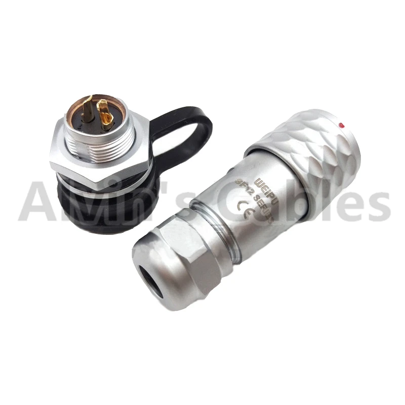 WEIPU SF12 series of metal waterproof connector 2 pin male plugs and female socket IP67 waterproof connector
