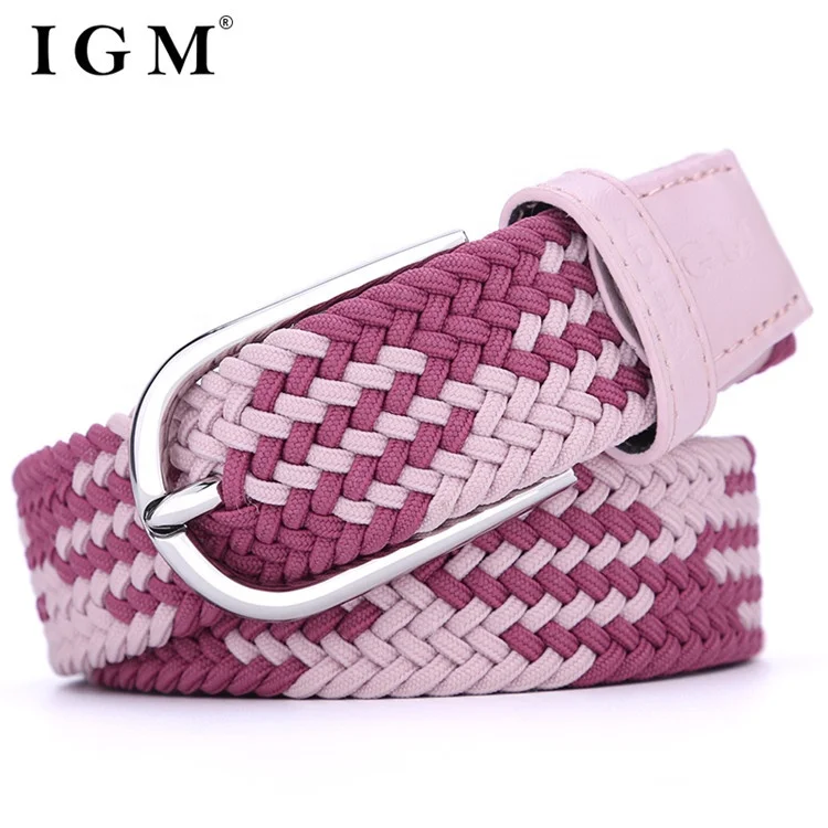 IGM Elastic dressy canvas braided manufacturers for women jeans belt