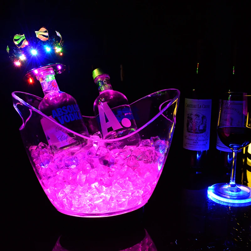 Popular oval led ice bucket for wine/champagne factory