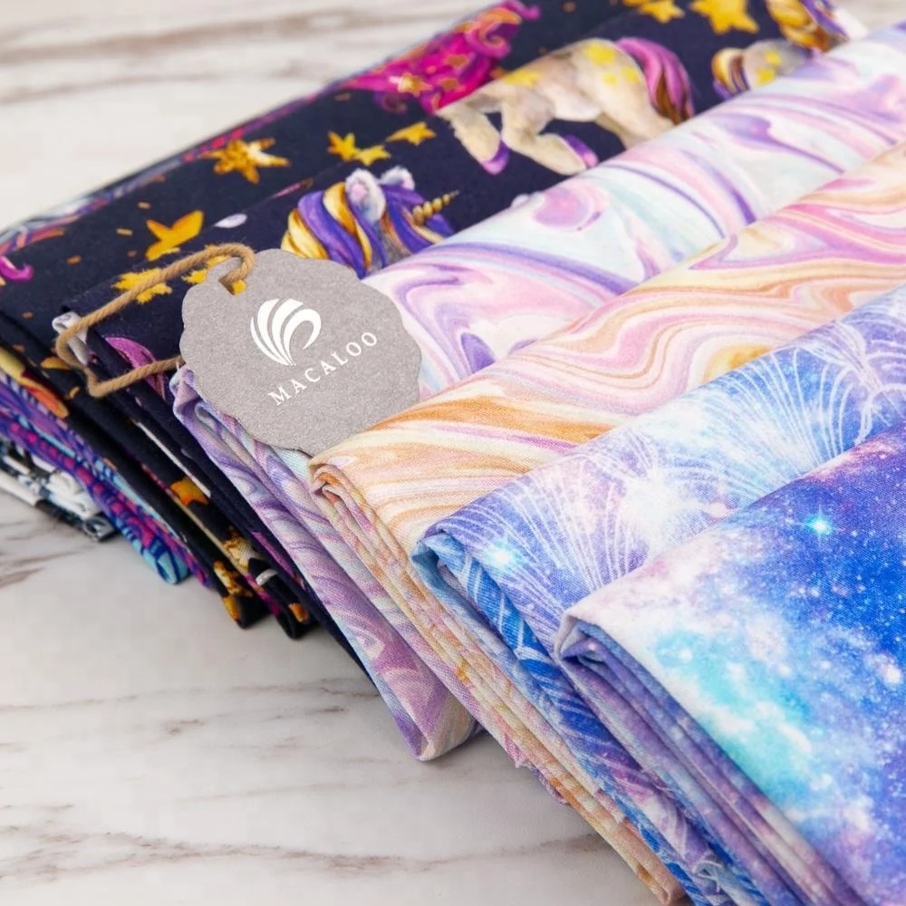 Bright color excellent quality comfortable 100% cotton woven twill textile custom digital fabric printing for baby sewing