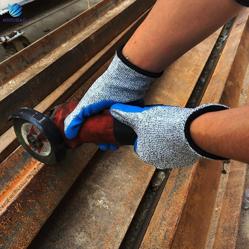 Rubber Latex Coated Glove Grey Palm Work Gloves for Glass Industry