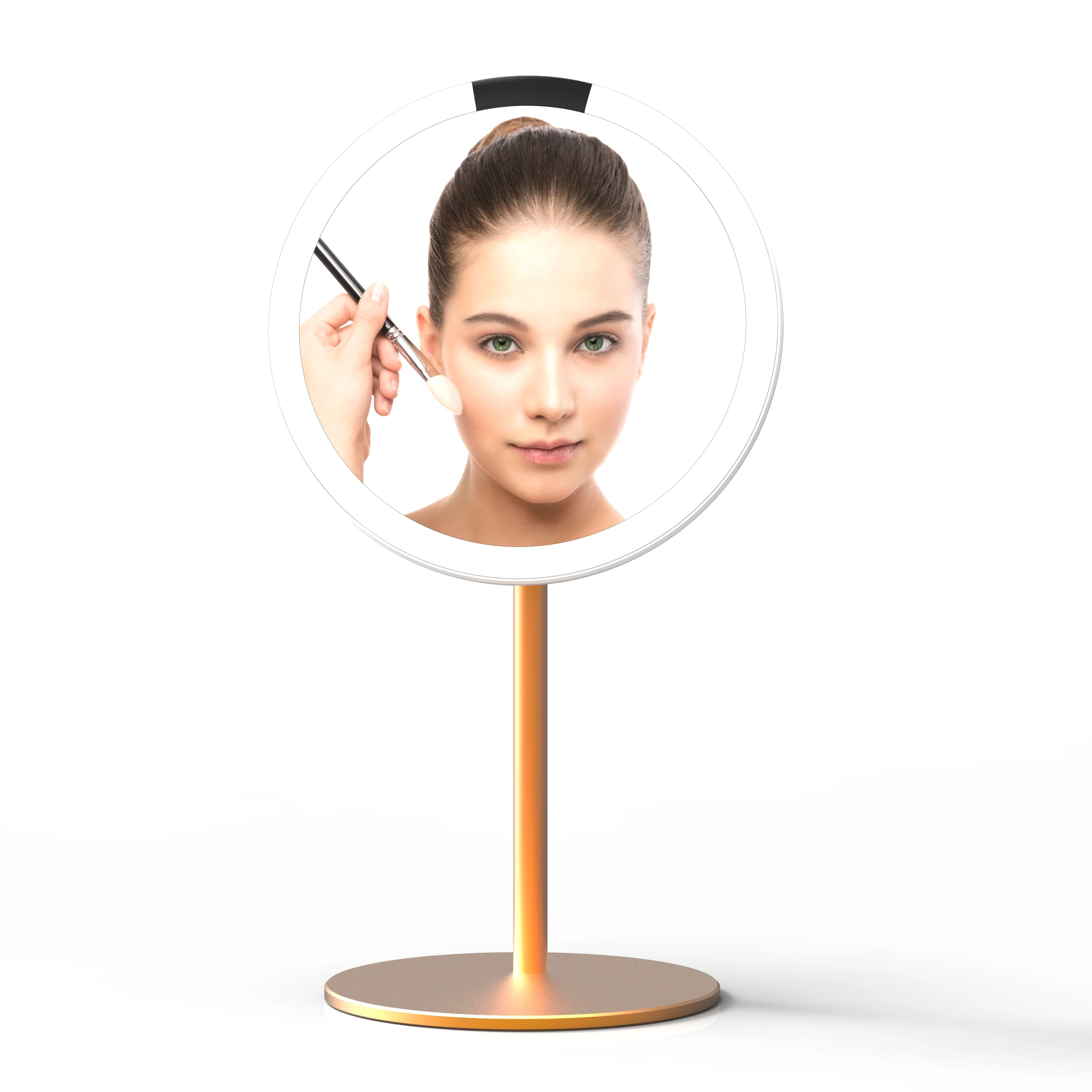 
Portable round shape sensor motion control led smart makeup mirror 