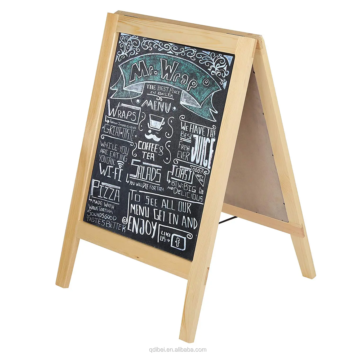 Large Rustic Torched Wood A-Frame Rustic Sidewalk Double sided Chalkboard Sign