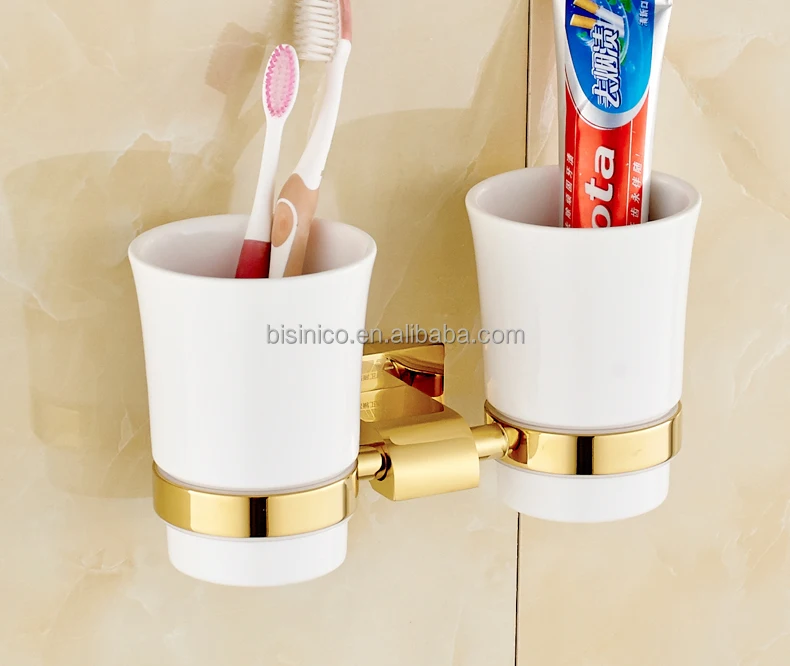 
Polace Style Gold Bathroom Accessory Wall Mounted Bathroom Cup and Tumbler Holder 