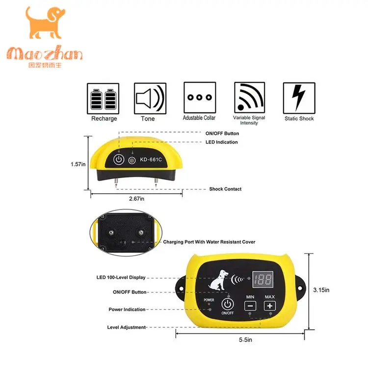 Electric in ground fence fish shocker stunner fencing for dogs