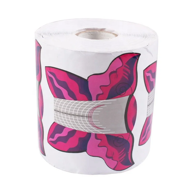 Top Quality Custom Logo 500 Pcs Per Roll Classic Butterfly Nail Art Guide Form Acrylic Tip Gel Extension Sticker