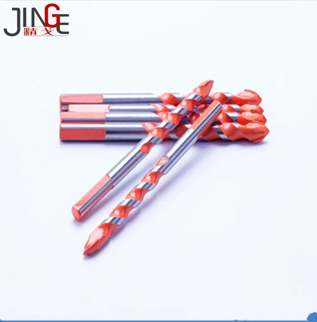 Orange color Three-Flat Shank Carbide Tip Multi Material Drill Bit for glass Ceramic Porcelain Tile Brick