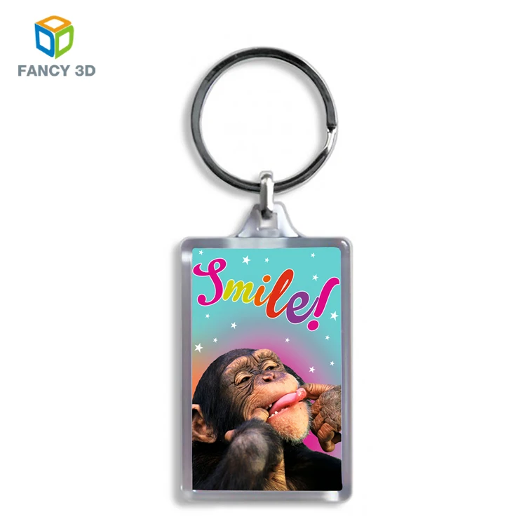 Zebulun PP Lenticular Sunflower Key Chain Ring Promotional Products Personalized 3D Plastic Acrylic Digital Photo Keychain