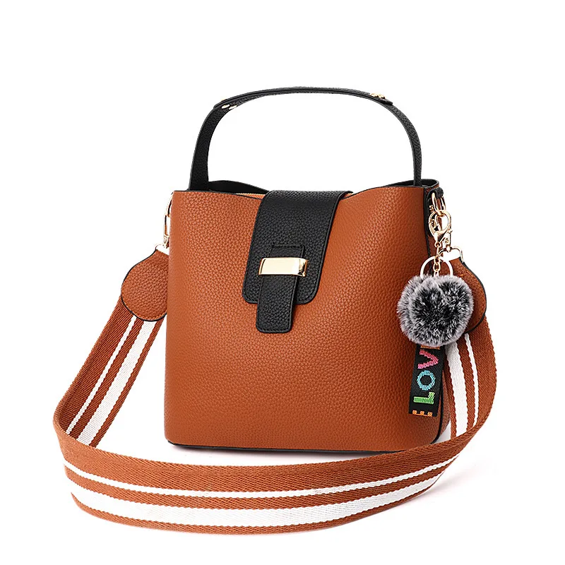 Fashion women leather tote bag shoulder messenger bucket bag