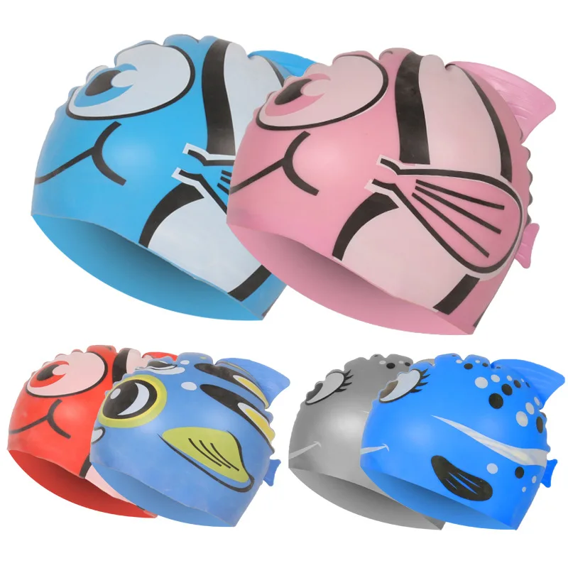 Silicone kids funny cheap swimming cap for kids