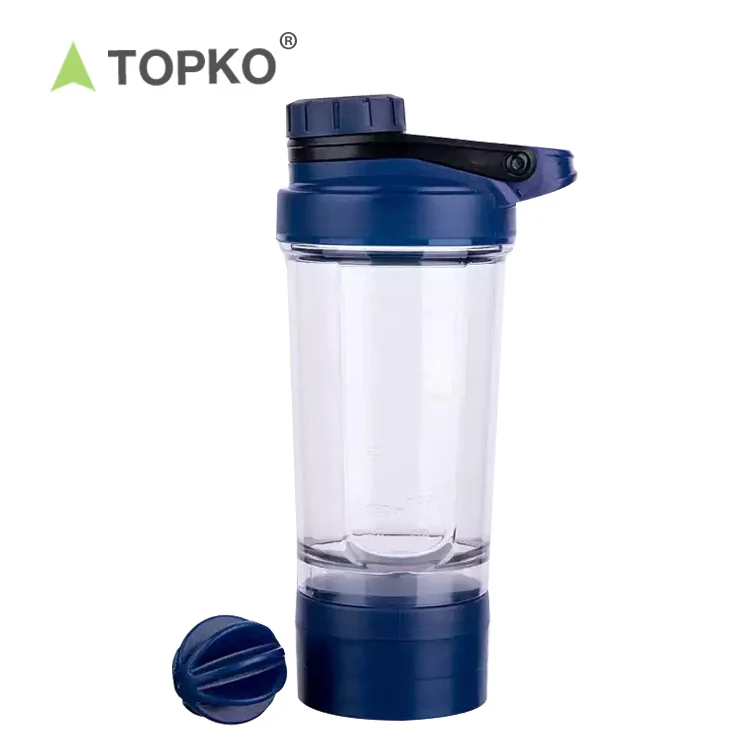 TOPKO 500ml 2-layer protein shaker water bottle with storage