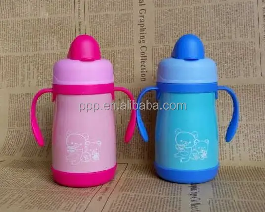 
200 мл двойная стена нержавеющая сталь 100% герметичная мини бутылочка для кормления для детей с милым дизайном и фиксированной ручкой 