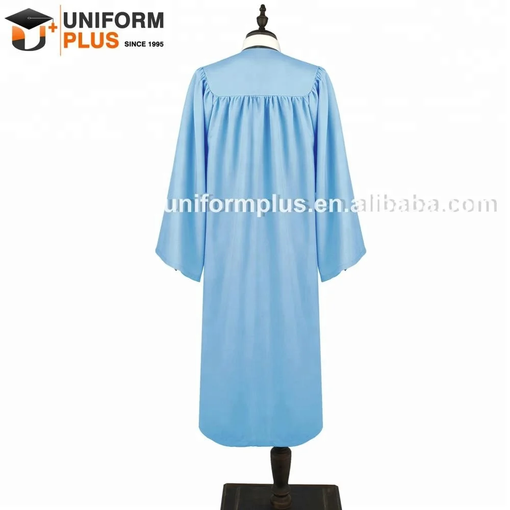 Wholesale matte fabric blue university graduation gown and uniform choir robes
