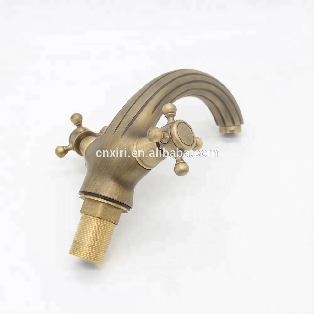 European Style Classic Double Lever Bathroom Sink Taps Antique Brass Basin Faucets XR-GZ-7303