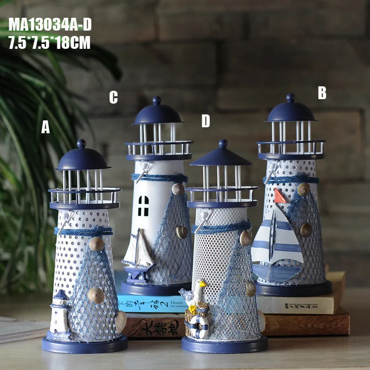 Ywbeyond 14cm 18cm 28cm Mediterranean style home nautical decor candle holder lighthouse decorations