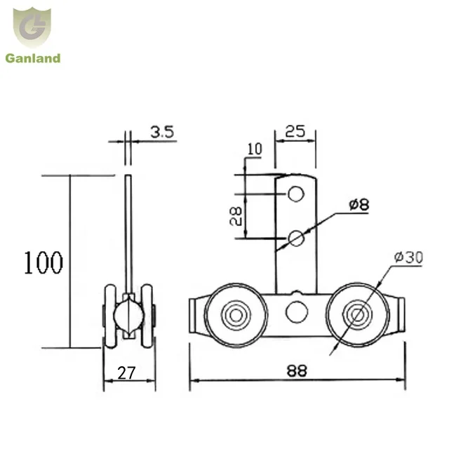 GL-15119 Tautliner Curtainsider Accessory Four Wheels Side Curtain Roller