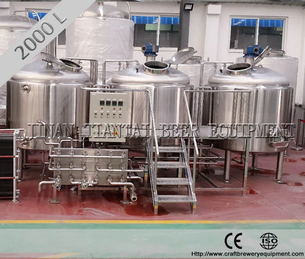 Tiantai Cost of 2000L craft beer brewery system to making beer