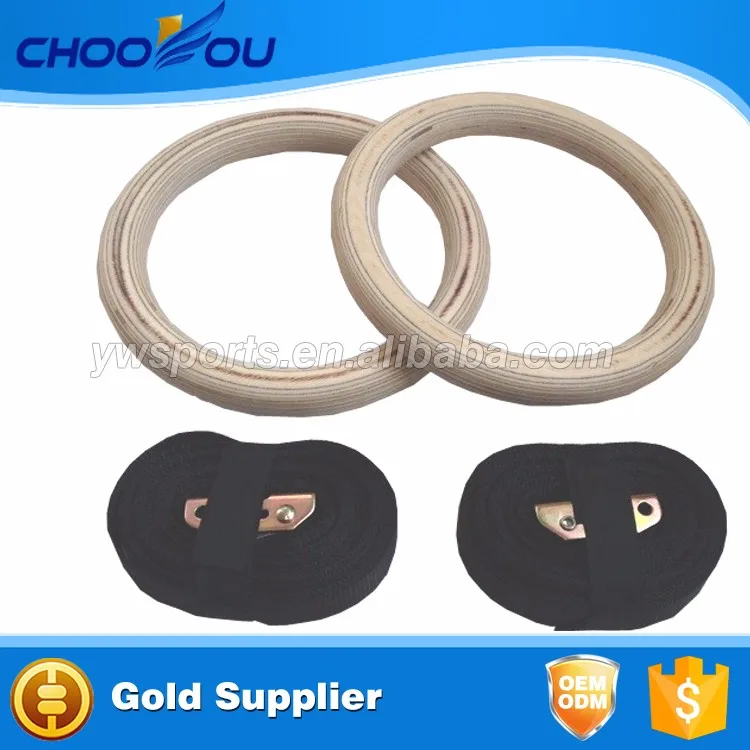 2021 Custom Printed Wood Yoga Ring Fitness Exercise Gym Rings With Safe Straps