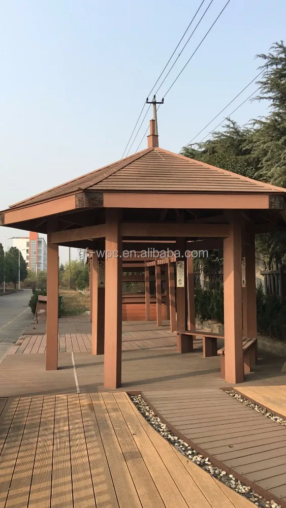  Wood plastic composite wpc 6 angles pergola with CE