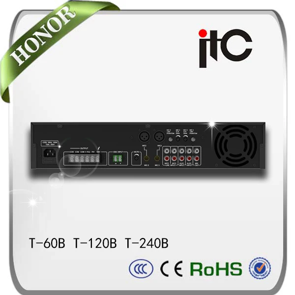 
ITC T-60B Series 60W to 650W Selection Balanced Mic Input BGM Mixer PA Amplifier 