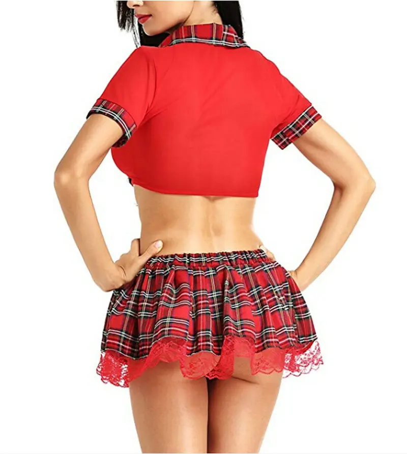 New College sexy nun cosplay costume with plaid skirt