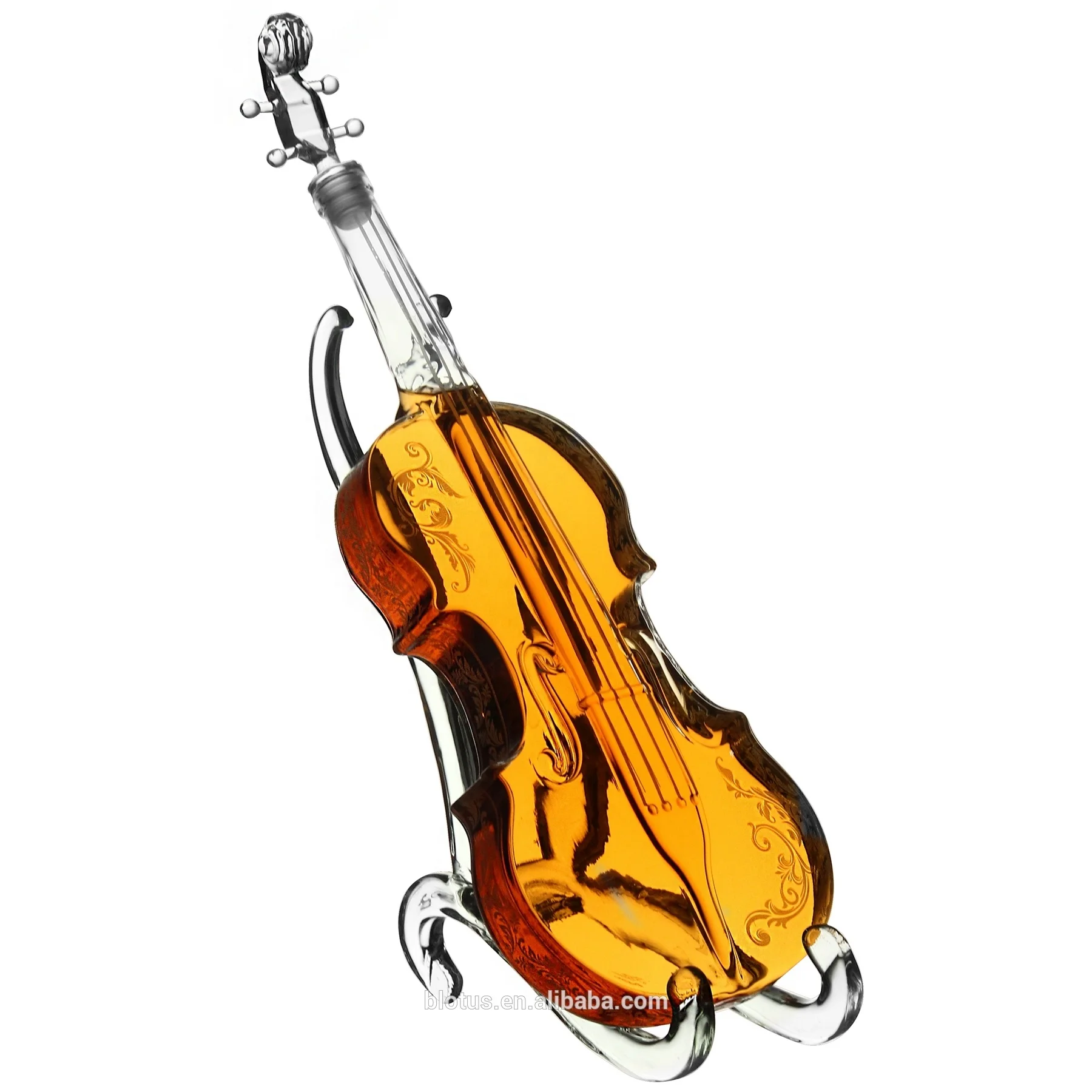 1000ML Wholesale New Hot Sale Home Bar Gold Logo Violin Shaped Glass Whiskey Brandy Decanter Sets