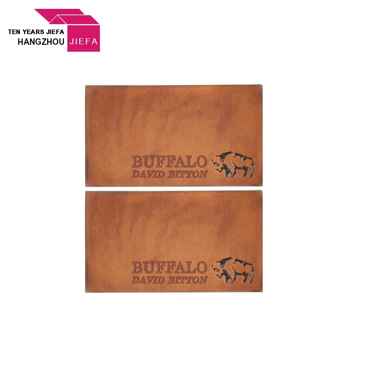 Custom Printed Embossed PU Leather Labels with Logo for Garment