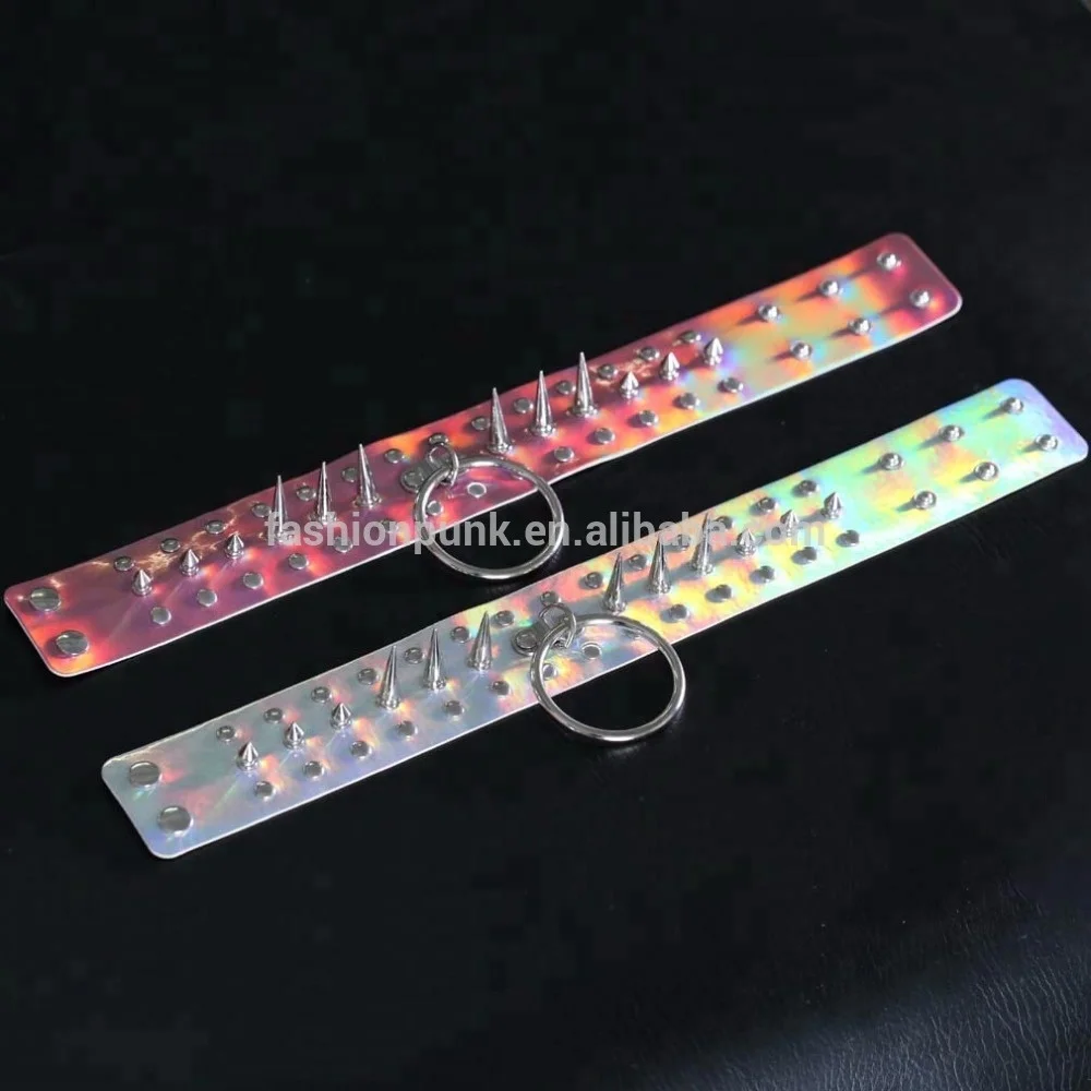 Punk Cool Oversized Laser Leather Rivet O Round Choker Sexy Bondage Necklace Neck Collar