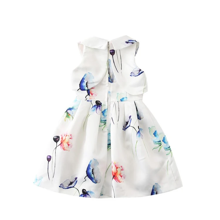 
New model Fashionable White Print Dress Mom and Daughter Matching Dress Baby Girl Dresses 3-8 years 