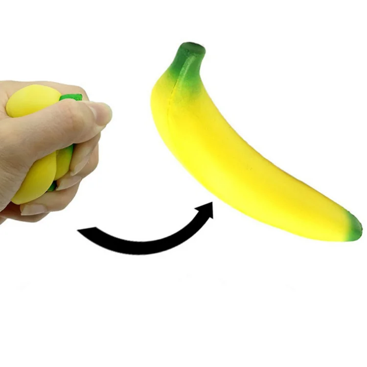  Прямая продажа с фабрики оптовая искусственные фрукты мягкие сжимаемые игрушки дешевая игрушка-банан