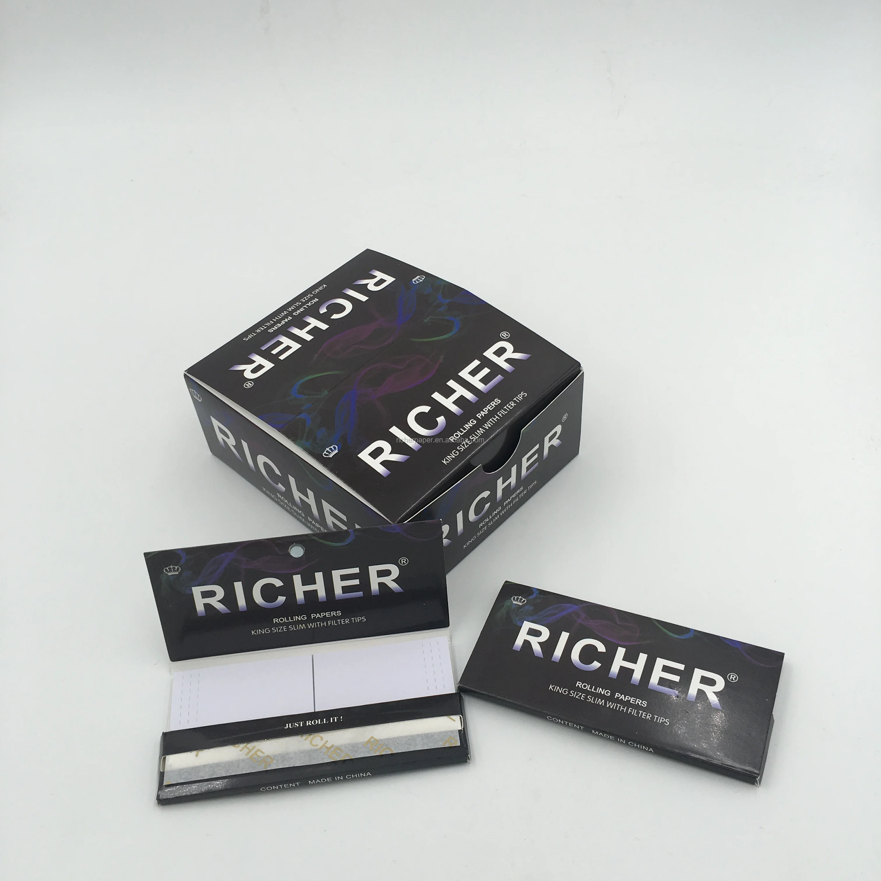 
Your own logo 14 gsm king size slim hemp rolling paper with filter tips magnetic close 