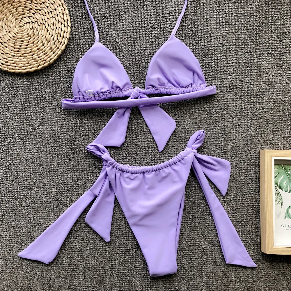 
Wefans 2019 Newest design Triangle Thong Micro Bikini solid color simple top sexy easy young girls bikini 