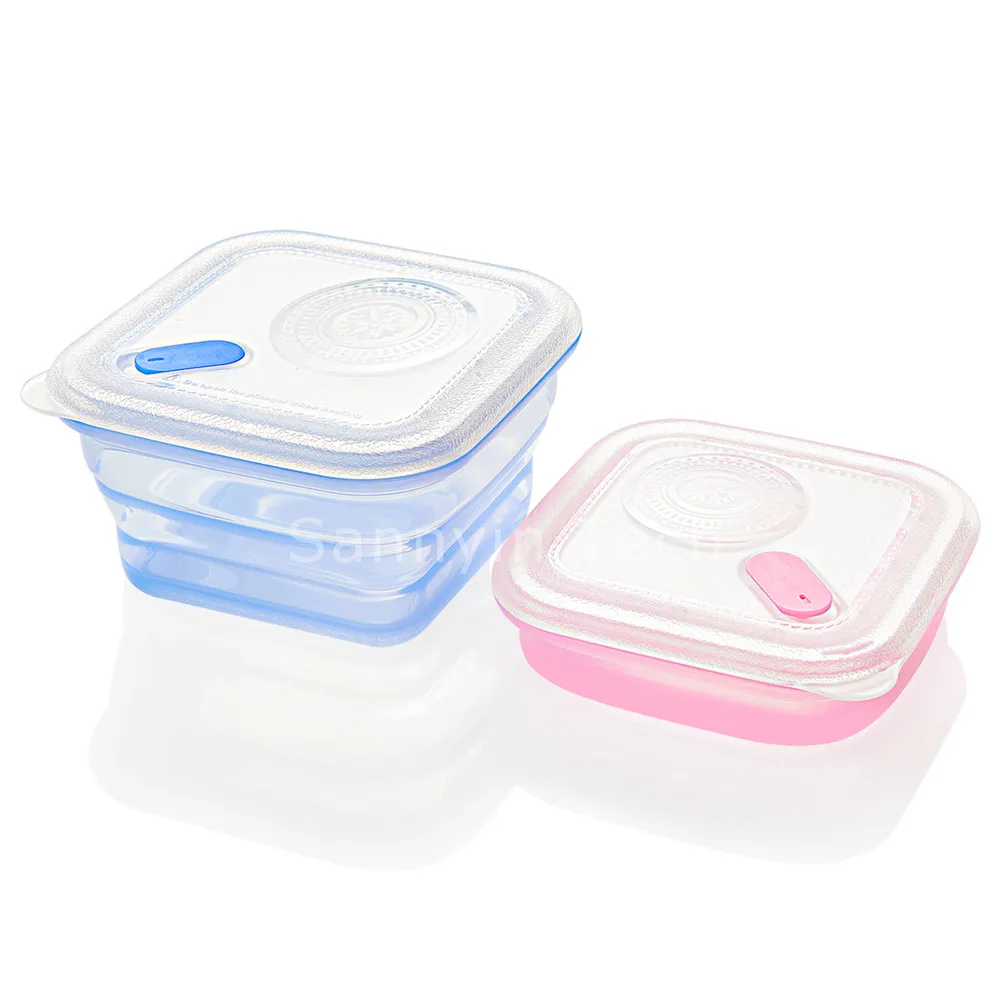 Amazon&walmart Collapsible Lunch Box Hot Selling Microwave Safe Silicone Storage Boxes & Bins Food Container Square Modern ＞10kg