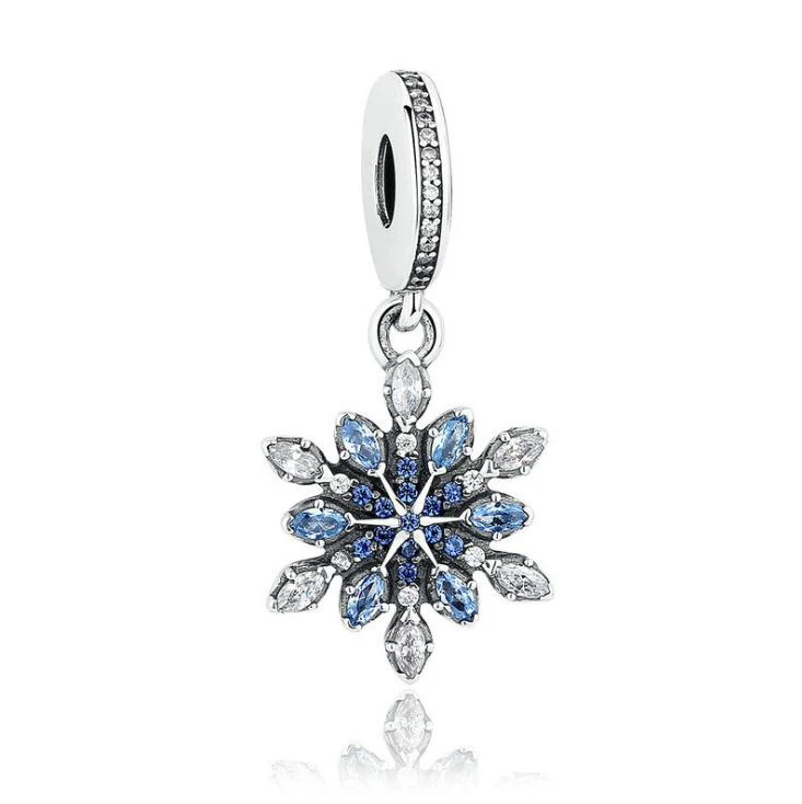
Hot products snowflake necklace earrings pendant blue cz silver 925 set jewelry set women 