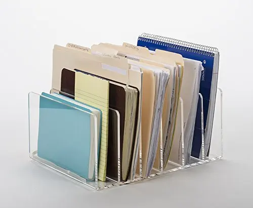 Handmade 5-Section Clear Acrylic Desktop File Organizer
