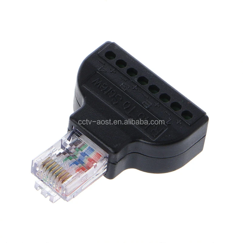 RJ45 Converter Block Screw Terminal Ethernet Adaptor Male To 8 Pin AV Terminal Screw Adapter Plug