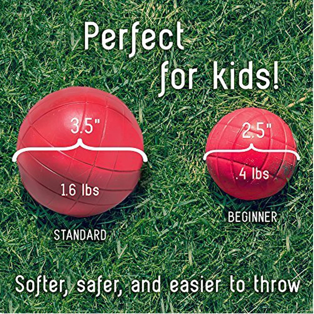 4-Player Bocce Set with Carrying Case | Set of Soft, Lightweight Plastic Balls;