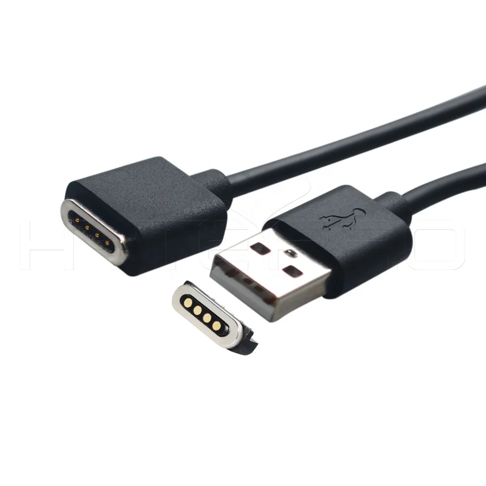High speed charging pogo 4 pins connector power plug magnetic cable