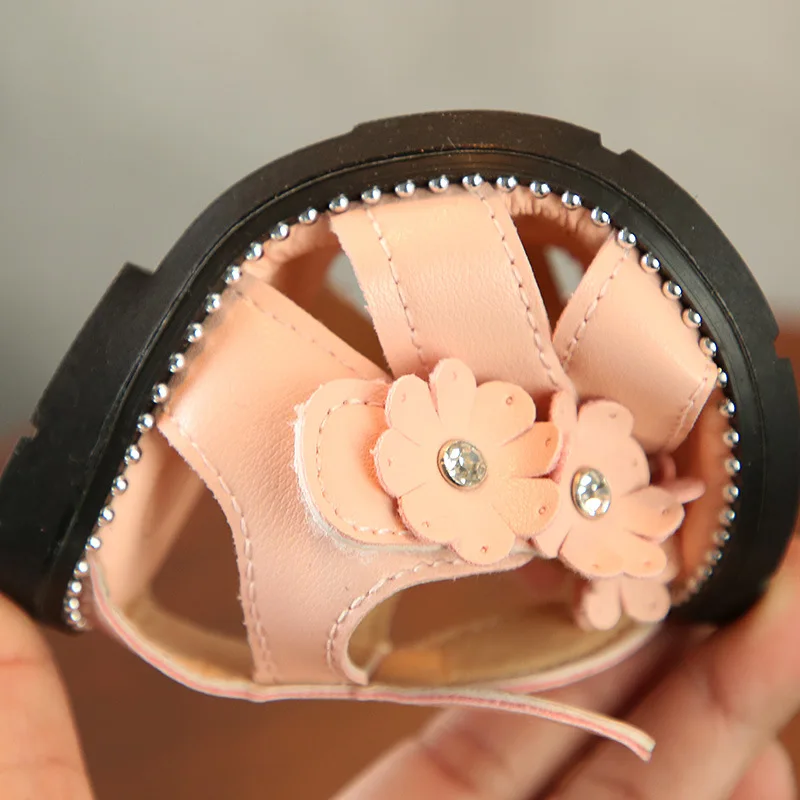 Новое поступление, детские сандалии принцессы с милыми цветами
