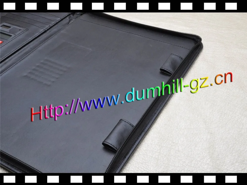 Business Use PU leather A4 Zipper Document Holder with Calculator