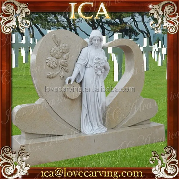  Белый мрамор и песчаник надгробие для статуй ангелов