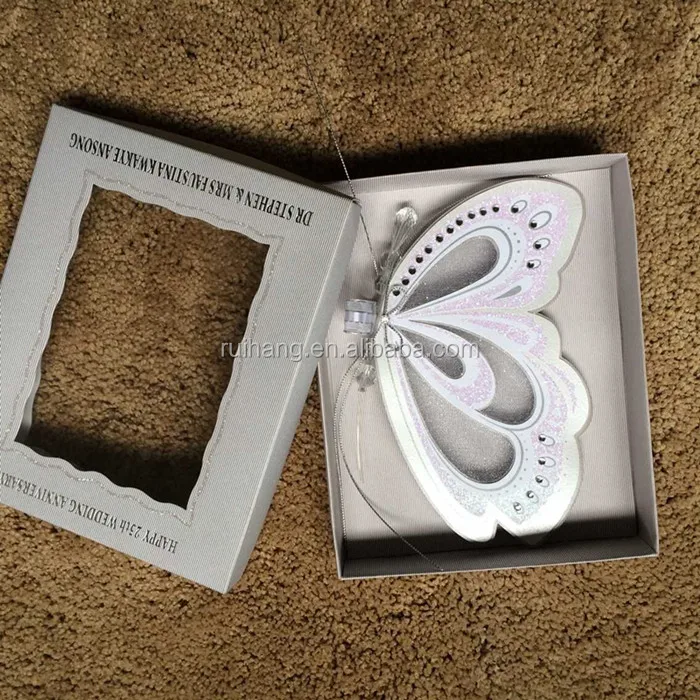 Hot sale luxurious elegant white laser cut butterfly scroll wedding invitations