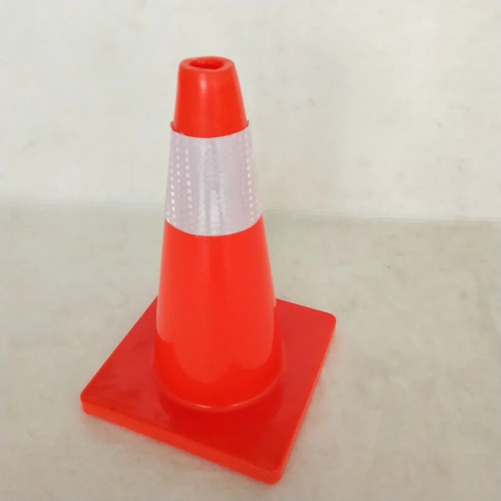 450MM Height 100% New PVC Red Traffic Cone With 150MM Width High Visible Reflective Band For Road Safety Warning