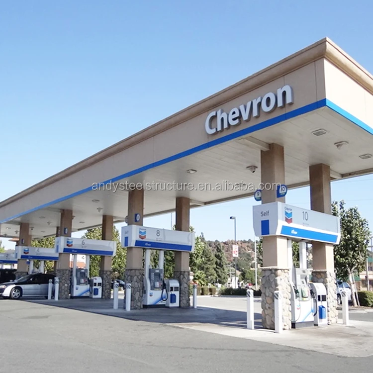 Prefab Space Frame Steel Structure Petrol Station/Toll Gate Canopy Aluminium Composite Panel Gas Station Roofing