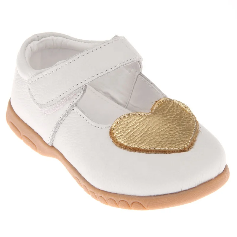 Adorable Girls sweet heart shape white mary jane shoes