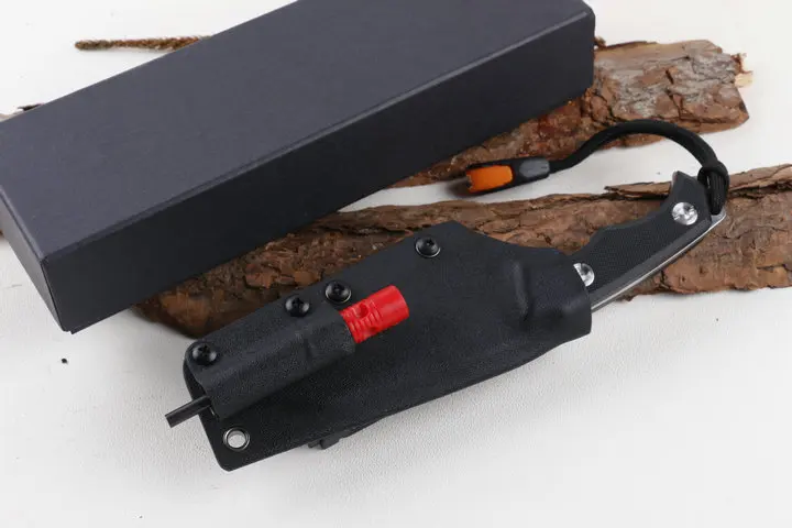Stainless steel survival camping knife fixed blade knife with whistle and fire starter