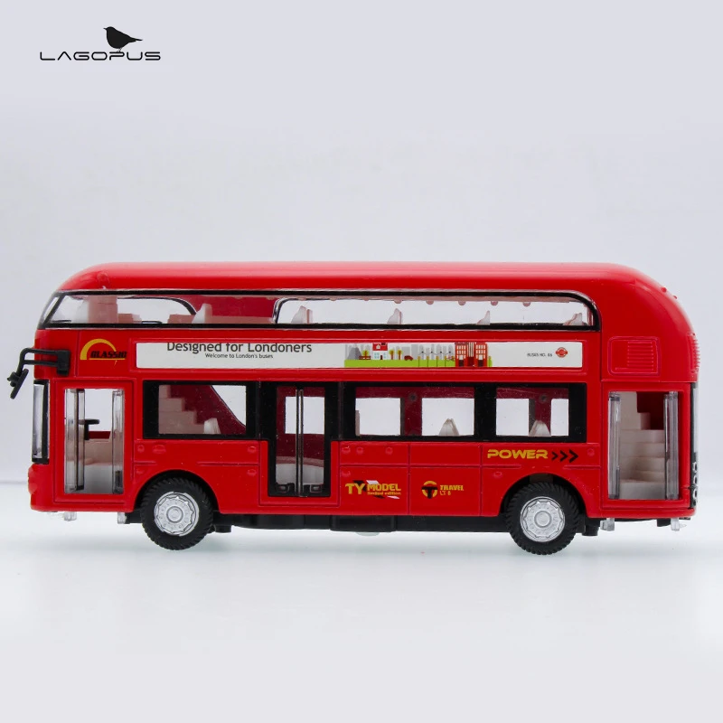 Gift Lagopus Double-decker Bus Alloy Mini Model Car Toys Sightseeing Bus Vehicles Urban Transport Vehicles Commuter vehicles