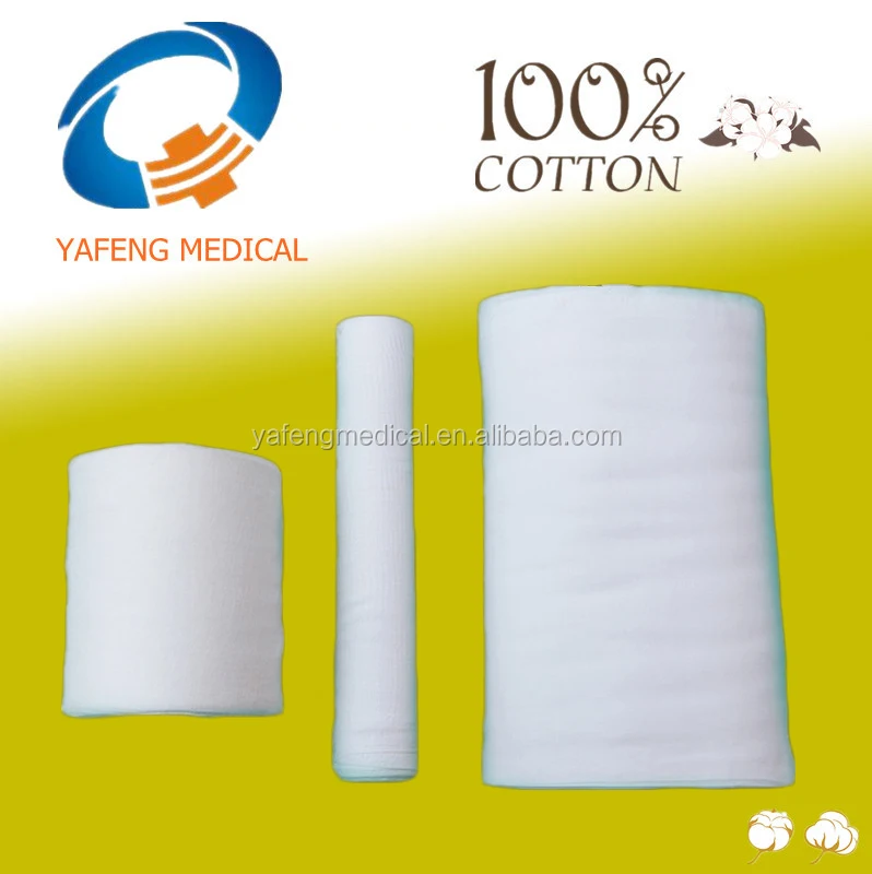 
Made In China CE Standard pure white and soft absorbent medical cotton gauze roll 